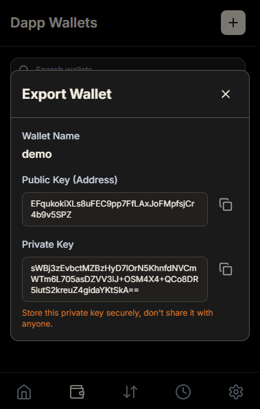 Export Wallet